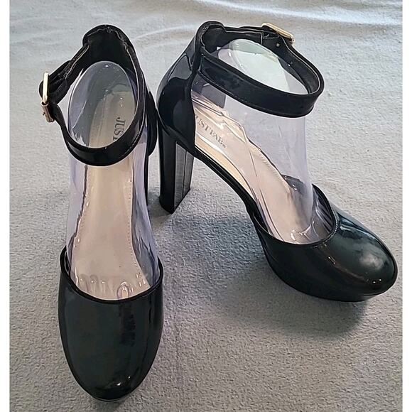 JustFab Scarlet Chunky Platform Black Heels Size 10 GUC – Y2K Goth Night-Out - Picture 3 of 13